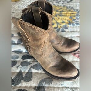 Brown Distressed Leather Cowboy Boots